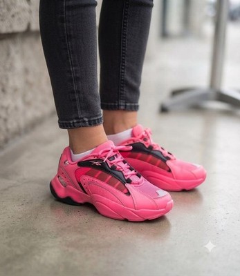 Reebok Chunky Sneaker | Y2K Aesthetic | Neon Pink & Schwarz | Gr. 37