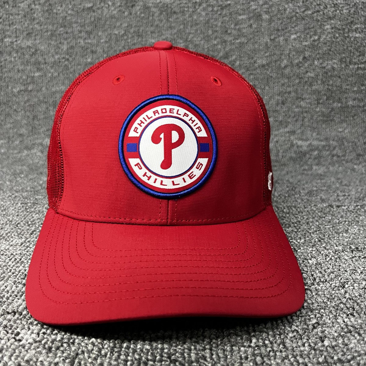 Philadelphia Phillies '47 Brand Garner Trucker Hat Red Mesh Snapback MLB Cap
