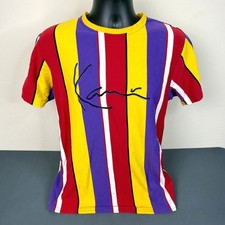 Camiseta Karl Kani Para Hombre Pequeña Raya Vertical Logo Firma Ropa de Calle Hip Hop