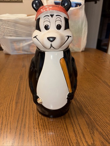 VTG Rare Hamm's Beer Ceramic Bear Decanter Baseball #885