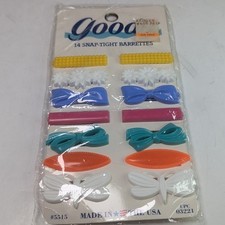 Vintage 1989 Goody Girls 14 Barrettes Snap Plastic Butterfly Flower Bright Color