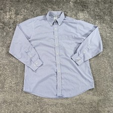 Brooks Brothers Shirt Mens 17 Slim Fit Blue White Striped Button Down Non Iron