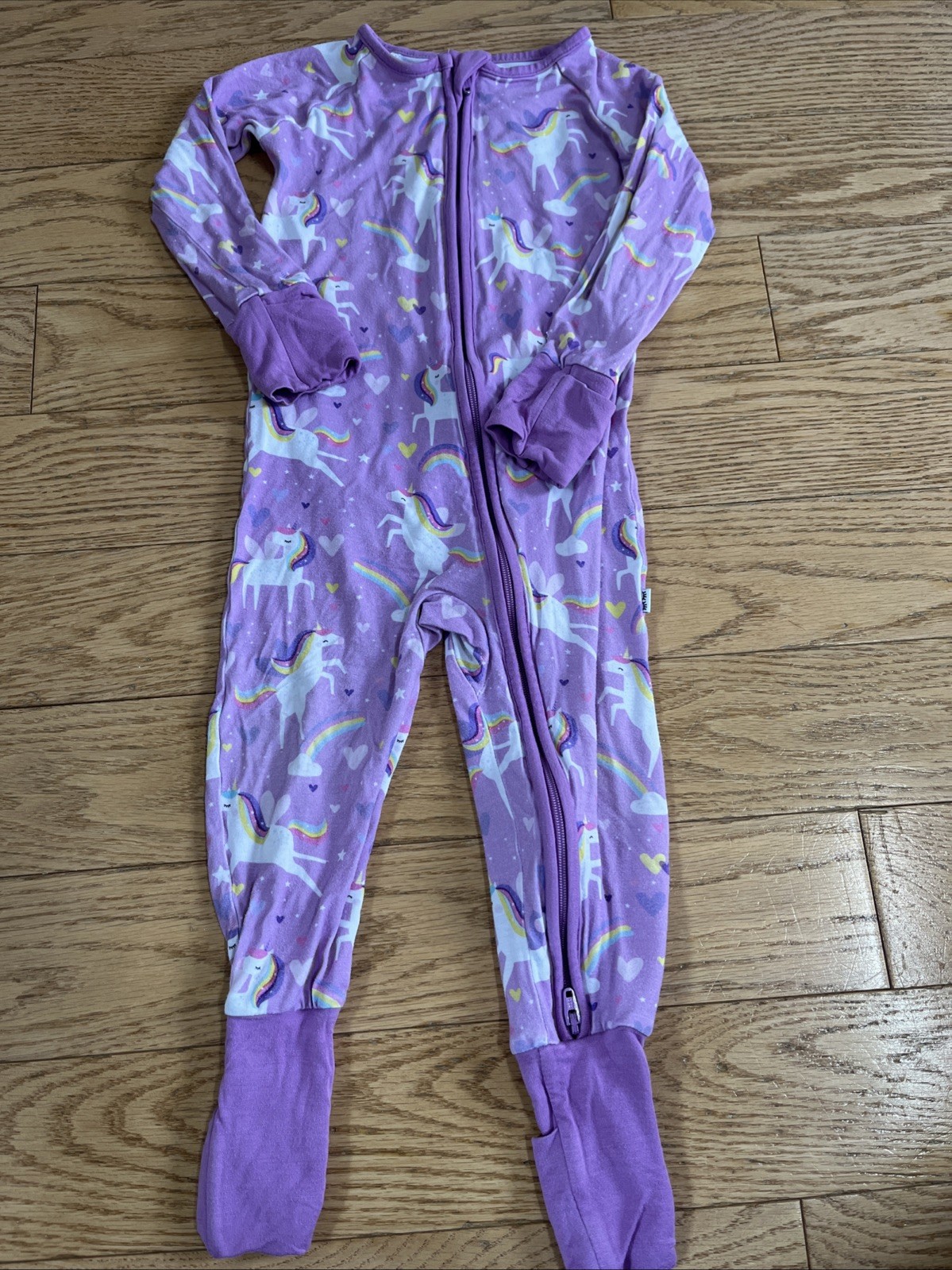 Little Sleepies 12-18 Months Purple Unicorn Rainbow Zip Baby Pajamas