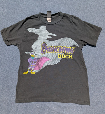 Vintage Darkwing Duck Shirt Mens Small Black Disney Cartoon Superhero Tee 90s