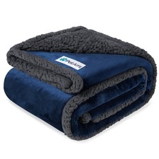 Waterproof Pet Blanket 60x80 Navy Gray Reversible Sherpa Dog Cat Couch Car Cover