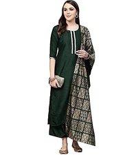 GoSriKi Women's Cotton Straight Solid Kurta and Palazzos & Dupatta(SONARI-New...