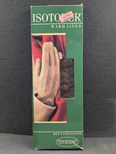 Vintage Aris Isotoner Men's Brown Warm Lined Gloves Size Large NEW IN BOX