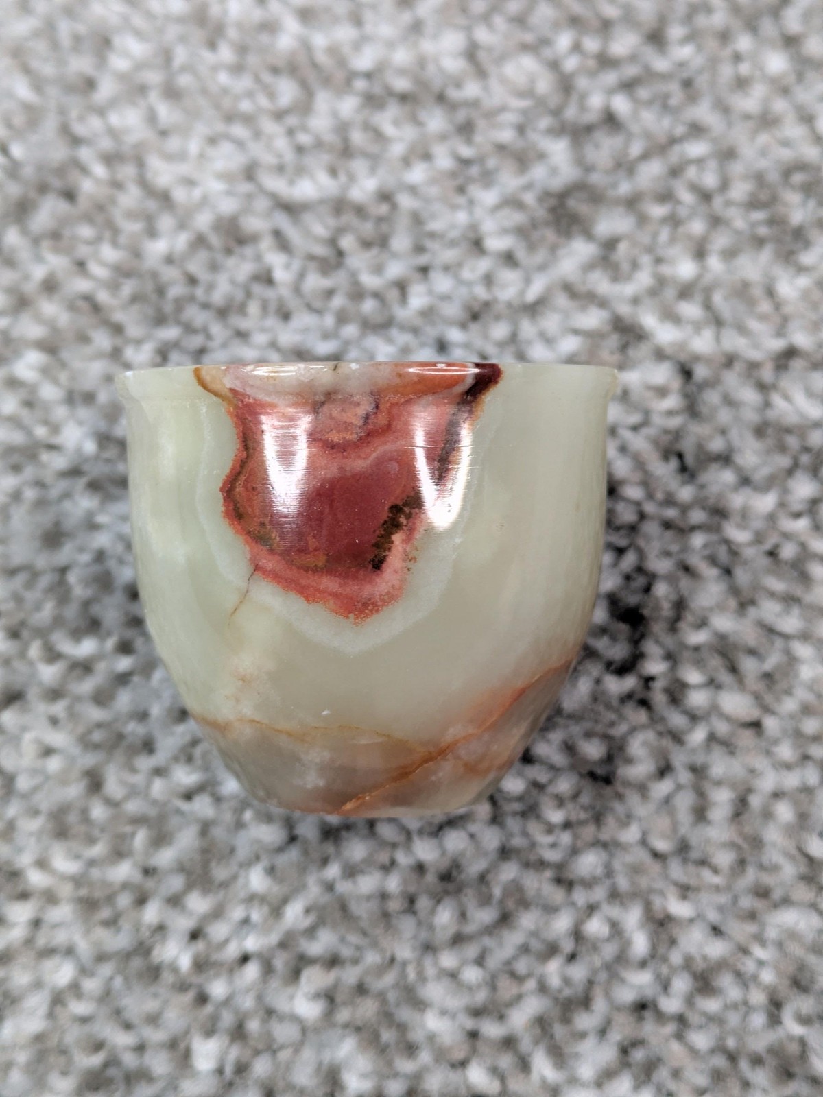 Onyx Stone Shot Glasses Set Of 4 Green Brown Agate Carved Marble Cups Vtg Decor