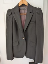 Zara Black Women  s Tuxedo Blazer Small Puff Sleeve