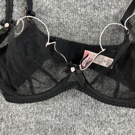 Agent Provocateur Bra 34D Lorna Plunge Underwired Bralette Black Pink Sheer Lace