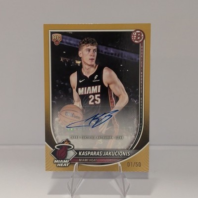 Topps 2025-26 Bowman Kasparas Jakucionis #RVA-KJ Miami Heat Rookie Auto 01/50