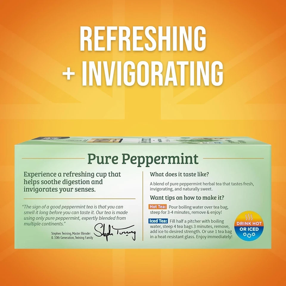 Bolsas de té de hierbas de menta pura envueltas individualmente, 100 unidades (paquete de 1), gratis Foto 2 de 4