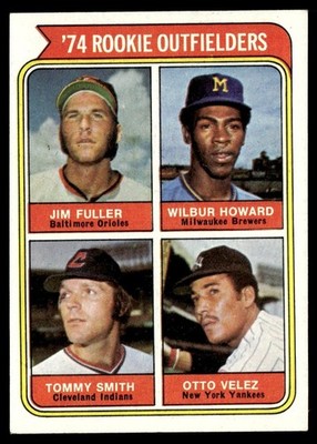 1974 Topps Baseball Card Fuller Howard Smith Velez RC Outfielders #606 EX-MT