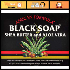 African Black Soap with Shea Butter Aloe Vera, 3.5 oz - Pack of 10 Bars