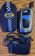 Motorola i850 - Gray and Black  Nextel  Rare PTT iDEN Flip Phone - Bundled