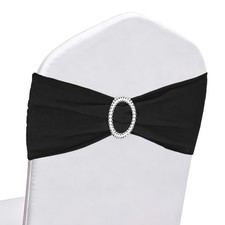 30Pcs Chair Sashes with Buckle Slider Stretch Spandex Chair Bows Cover, Black