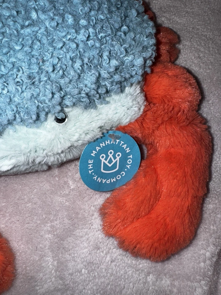 Manhattan Toy Co Cangrejo Sheldon Coral Naranja y Azul Felpa Océano Mar Niño Decoración 11” Foto 2 de 4