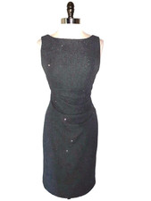 ELIZA J Size 12 Sheath Dress Grey Sparkles Sleeveless Knee Length Textured