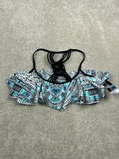California Waves Women's Multi-Color L Ruffle Padded Bikini Swim Top Nylon