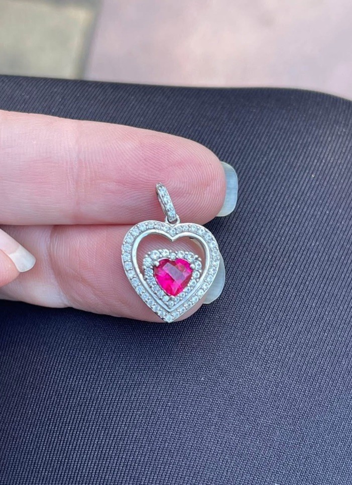 Sterling Silver .925 Lab Created Ruby & White Sap… - image 1