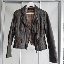Oakwood Vintage Leder Jacke Schlamm S M Biker Style
