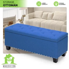 Storage Ottoman Upholstered Footstool Entryway Shoe Bench Tufted Footrest Stool