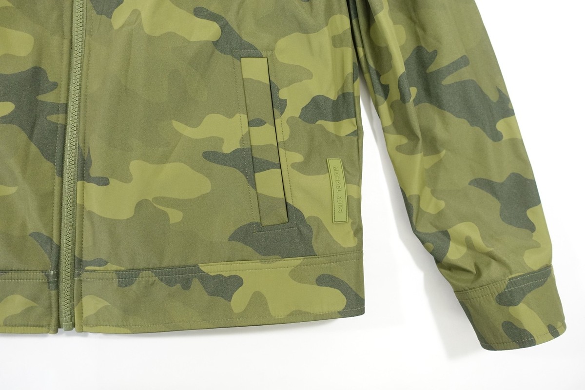 MICHAEL KORS OLIVE GREEN MEDIUM CAMO MILITARY IN JACKET MENS