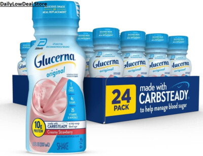24 PACK - Glucerna Original Nutrition Shake, Strawberry, 8 oz Bottles