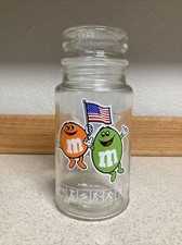 COLLECTIBLE M&M'S MARS LOS ANGELES U.S.A. OLYMPICS VINTAGE GLASS CANDY JAR 1984