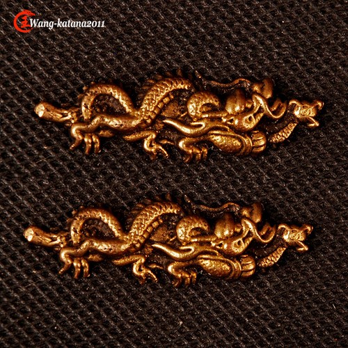 Gold Plated Brass Menuki Dragon Ornament for Japanese Katana Wakizashi Tanto - Picture 1 of 6