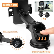 Car Phone Holder Auto Clamping Button, Universal 360° Suction Cup Mount