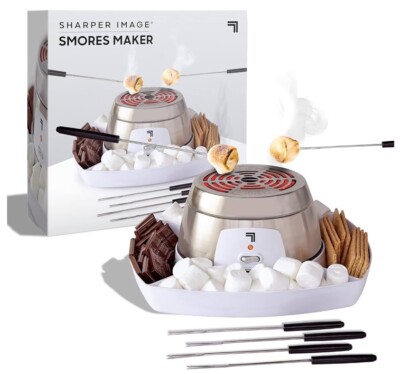 New Electric Flameless S mores Maker Serving Tray Indoors $80 Sharper Image Box