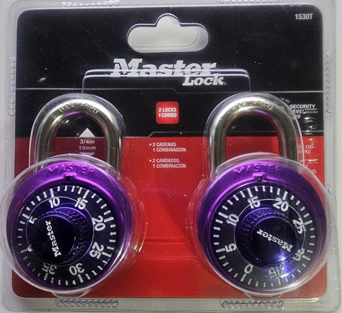 Dial Number Combination Locker Lock, Assorted Colors, 2 Pack