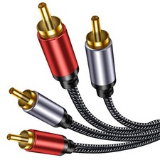 RCA Cable Braided 20ft: Hi-Fi Sound Double Layer Shielded Zinc Alloy Case Mal...