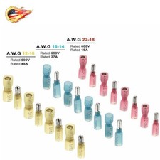 22-10 AWG HEAT SHRINK BULLET CONNECTORS WIRE TERMINALS MARINE WATERPROO