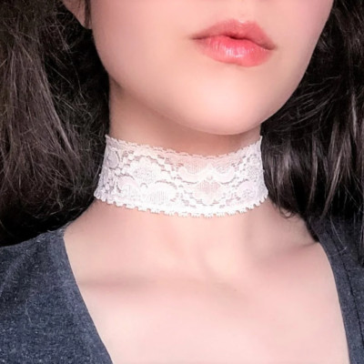 Wide Lace Choker Light Pink Beige Dainty Fairycore Victorian