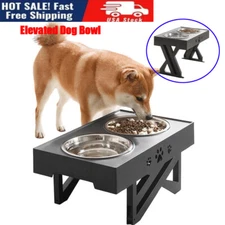 Elevated Dog Bowls,Adjustable Raised Dog Bowl Stand with 2 Food Bowls