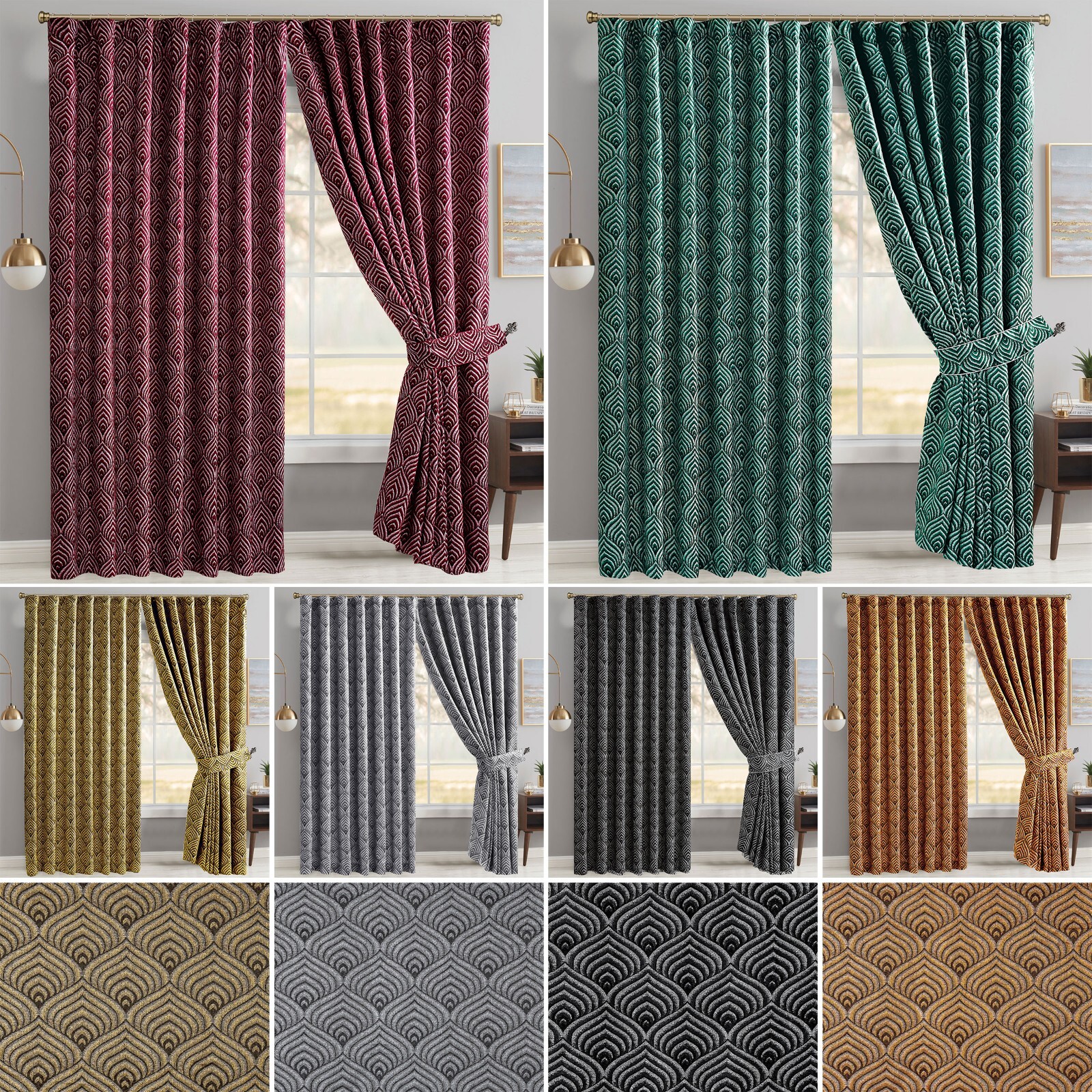 Wave Curtains Pencil Pleat Pair Heavy Soundproof 2 Pack Curtain Door
