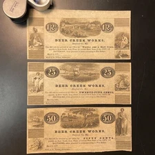1837 Deer Creek Works Hartford Co. Maryland Cut Sheet of 3