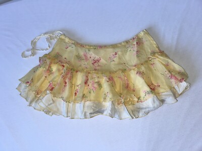 Abercrombie Fitch A&F Vintage Y2K Floral 100% SILK Ruffle Mini Skirt 