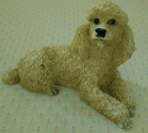 Beautiful White Poodle Lying Down and Looking Up! -? Resin