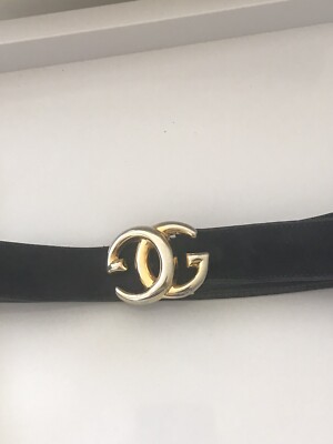 Gucci Belt NAVY SUEDE VINTAGE sz 76 with Gold GG buckle Purchased