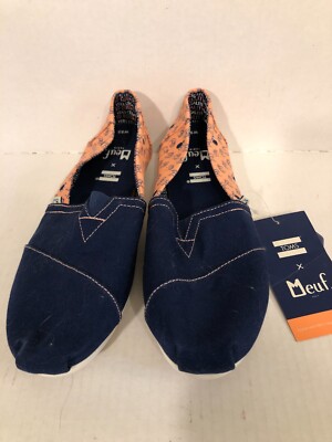 Toms x Meuf Wmn Classic Flat Shoes Women's 9.5 Capri Blue Meuf Canvas Slip On