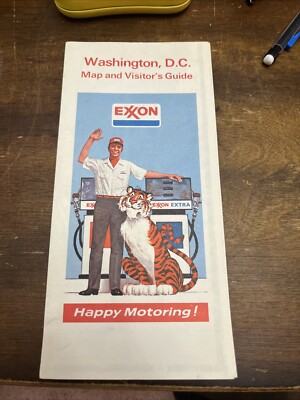 Vintage 1974 Exxon Washington DC City Street Gas Station Travel Road Map-odg1