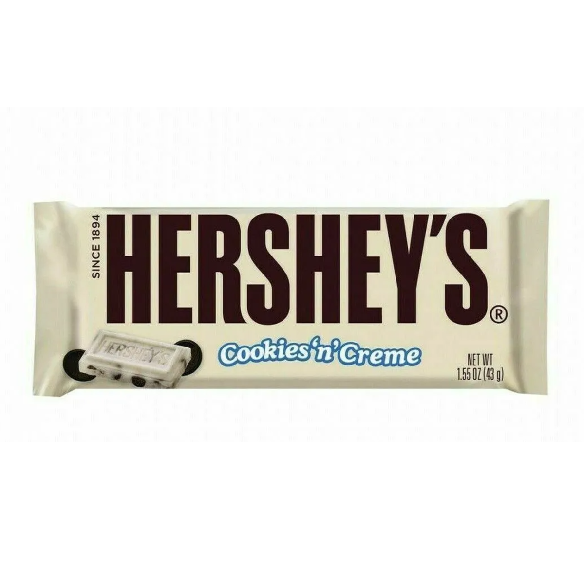 Hersheys Cookies and Cream Cookies N Creme Chocolate Bar 43g X 36