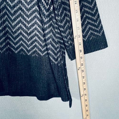 John Mark Top Damen L grau Stretch Knopfleiste Tunika Bluse Chevron - Bild 10 von 11