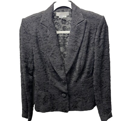 Lace Mesh Floral Black Blazer Sz 2 Office Goth Dark Academia Kawaii Kay Unger
