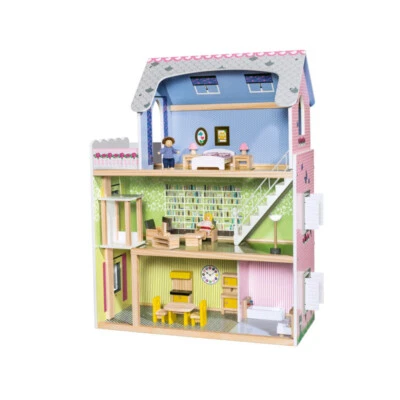 Puppenhaus XXL 29-teilig Holzpuppenhaus Spiel Kinder Spass PLAYTIVE JUNIOR