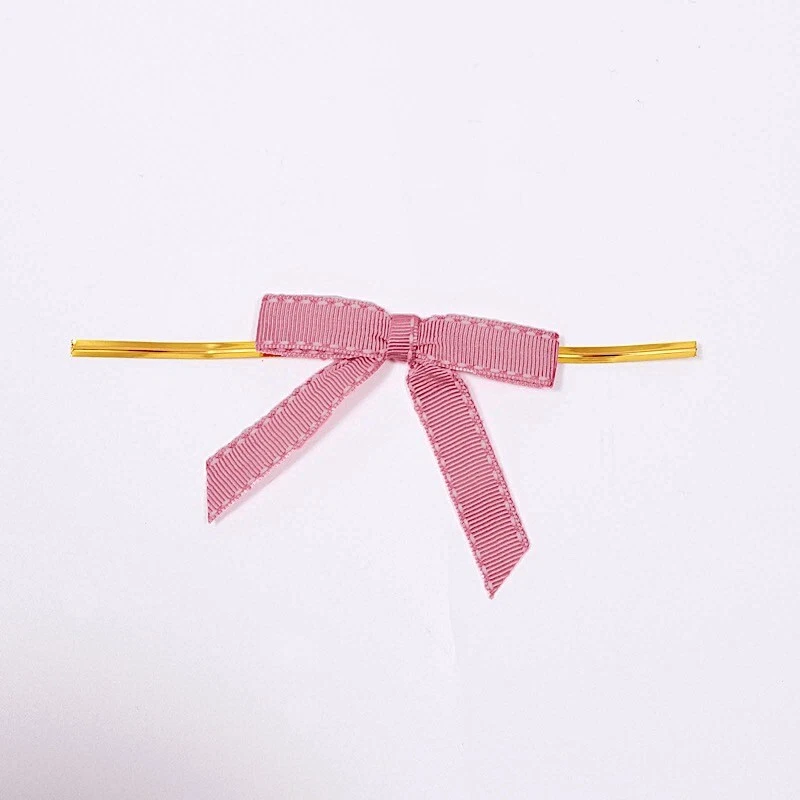 3" Pre Tied Mini Grosgrain RIBBON Twist Tie Bows DIY Party Favor Decorations - Image 2 of 4