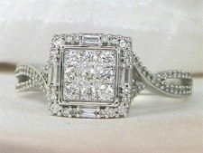 White Simulated Round Cut Sapphire 935 Silver Fashion Halo Engagement Women Ring